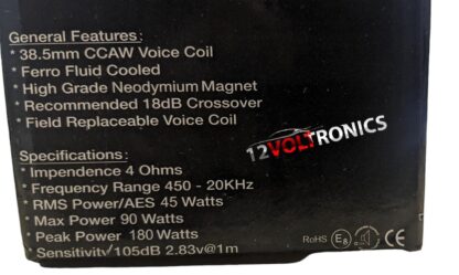 Massive Audio T Series 38.5mm Neodymium Magnet, 180 Watts Power, 4 Ohms Horn Tweeter- T45(sold as single) - Image 3