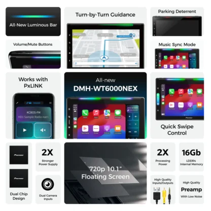Pioneer DMH-WT6000NEX 10.1″ High-Quality Floating-screen – Apple CarPlay®, Android Auto™, Amazon Alexa via Pioneer Vozsis, Bluetooth® – Multimedia Digital Media Receiver with built-in high-quality Wifi® - Image 6
