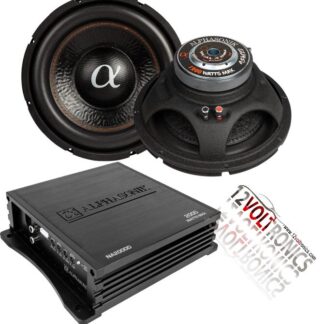 ALPHASONIK NA2000D MONOBLOCK AMP/ ALPHASONIK ASW12D 12" SUBWOOFER (pair) BUNDLE