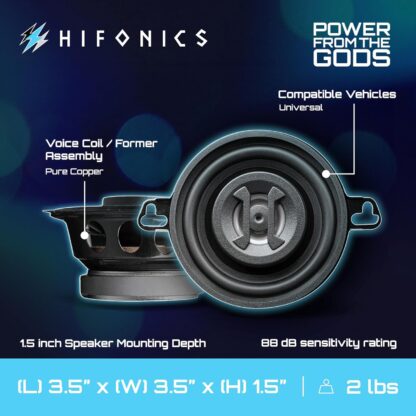 Hifonics ZS35CX 3.5″ 2-Way 125W RMS Co Axial Speaker(pair) - Image 5